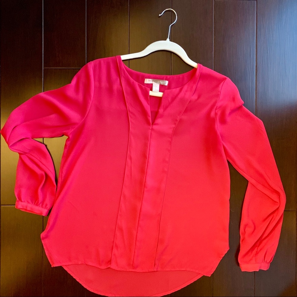 F21 Hot Pink V-neck Blouse